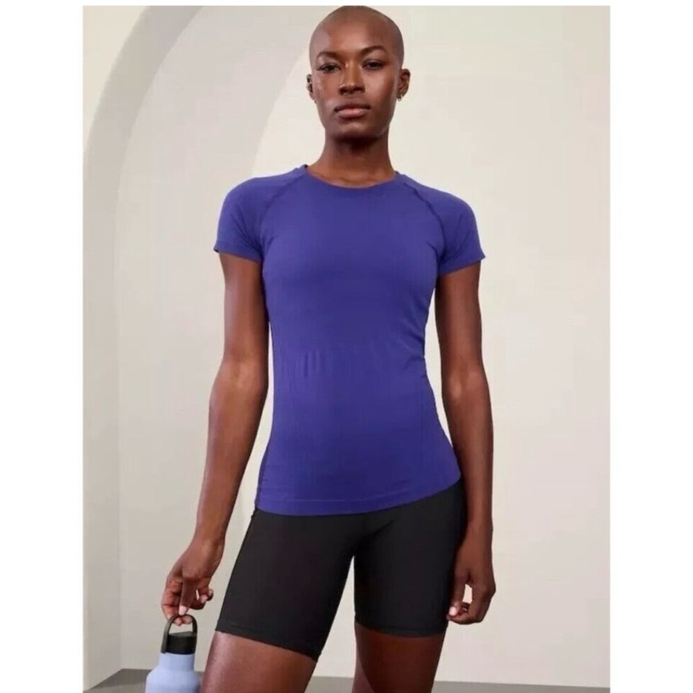 New Athleta S Momentum Seamless Tee Deep Marine Blue Small